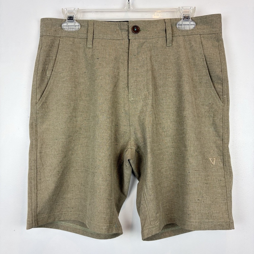Vissla Upcycled Hybrid Shorts Men 31 Beige Poly Cotton Stretch Golf Casual Chino